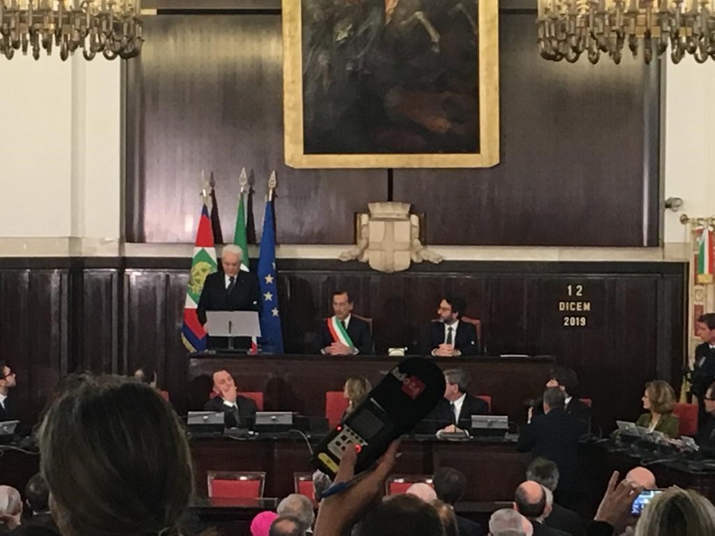 Il Presidente della Repubblica Sergio Mattarella nel suo intervento a Palazzo Marino